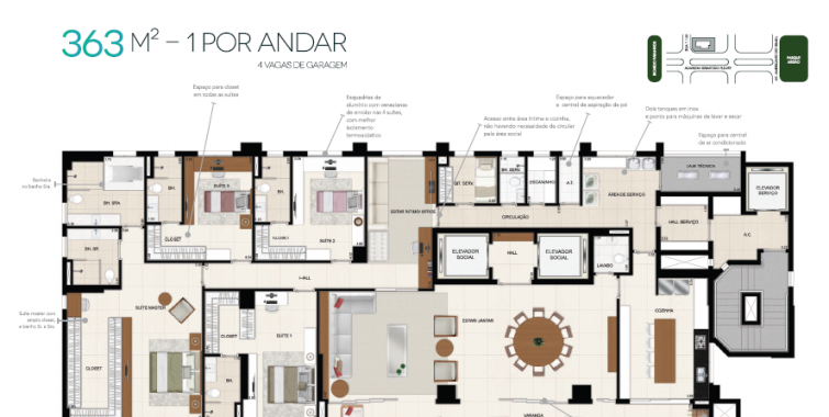 363m² 1 por andar