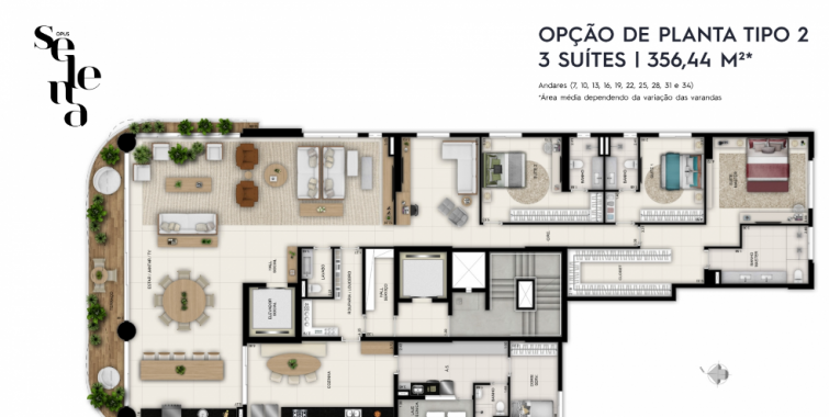 planta tipo 2 / 3suites