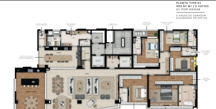 403.97m² -5 suítes