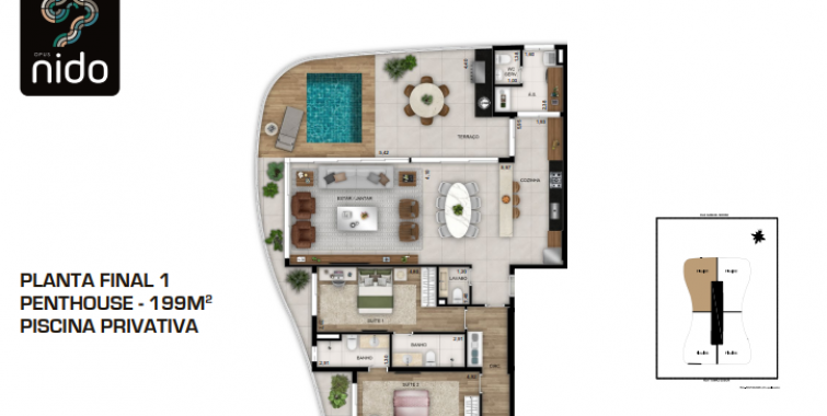 Planta final 1 - Penthouse 199m2 (piscina privativa)