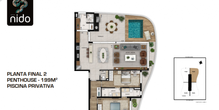 Planta final 2 - Penthouse 199m2 (piscina privativa)