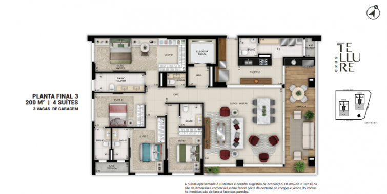 Planta final 3 200m2 - 4 suítes 